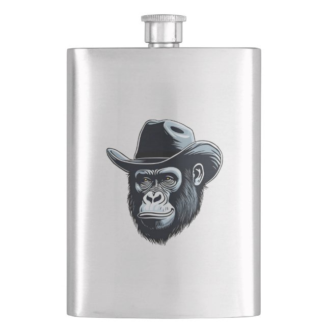 Gorilla Cowboy Hip Flask (Front)
