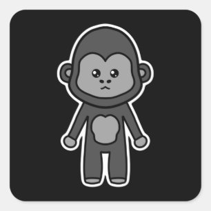 Gorilla cute and kawaii square sticker