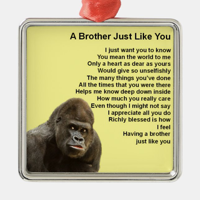 Gorilla Design - Brother Poem Metal Tree Decoration (Front)