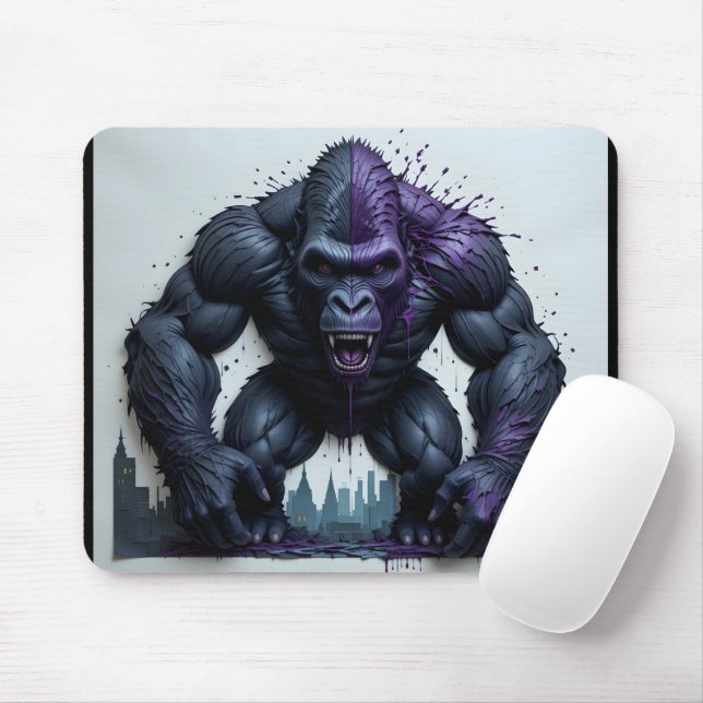 Gorilla Duality Portrait Mouse Mat (With Mouse)