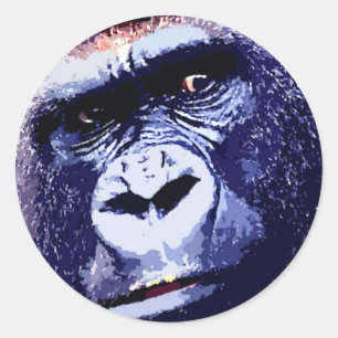 Gorilla Face Classic Round Sticker