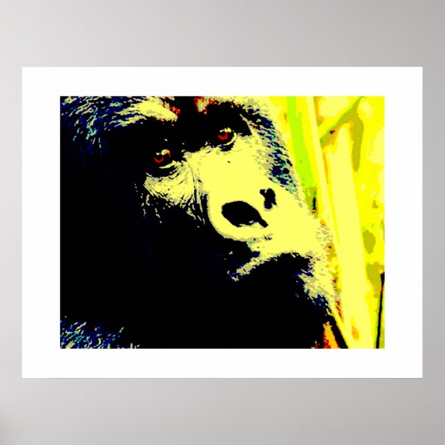 Gorilla Face Pop Art Poster Print. Gorilla Posters (Front)