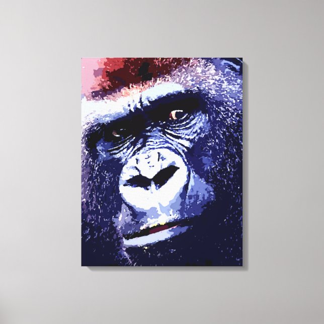 Gorilla Face Pop Art Wrapped Canvas (Front)