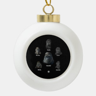 Gorilla Family Ceramic Ball Christmas Ornament
