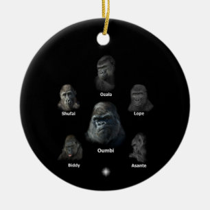 Gorilla Family Ceramic Tree Decoration