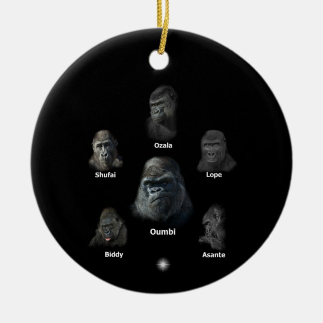Gorilla Family Ceramic Tree Decoration (Front)