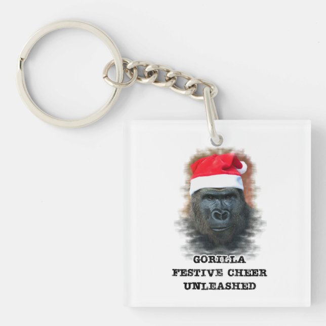 Gorilla Festive Cheer Unleashed Key Ring (Front)