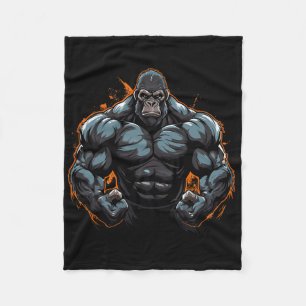 Gorilla Flexing Fleece Blanket