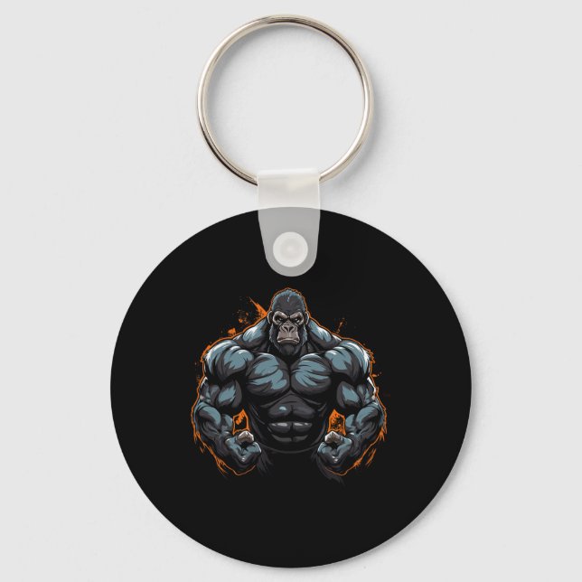 Gorilla Flexing  Key Ring (Front)