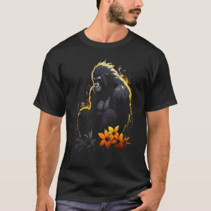 Gorilla Flowers Artwork Animal Monkey Zoo Gorilla T-Shirt