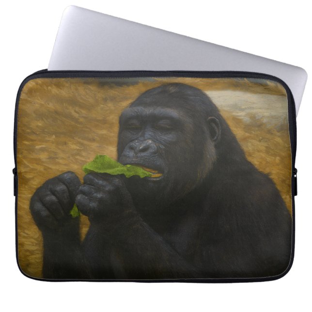 Gorilla Grace – Realistic Wildlife Portrait Laptop Sleeve (Front)