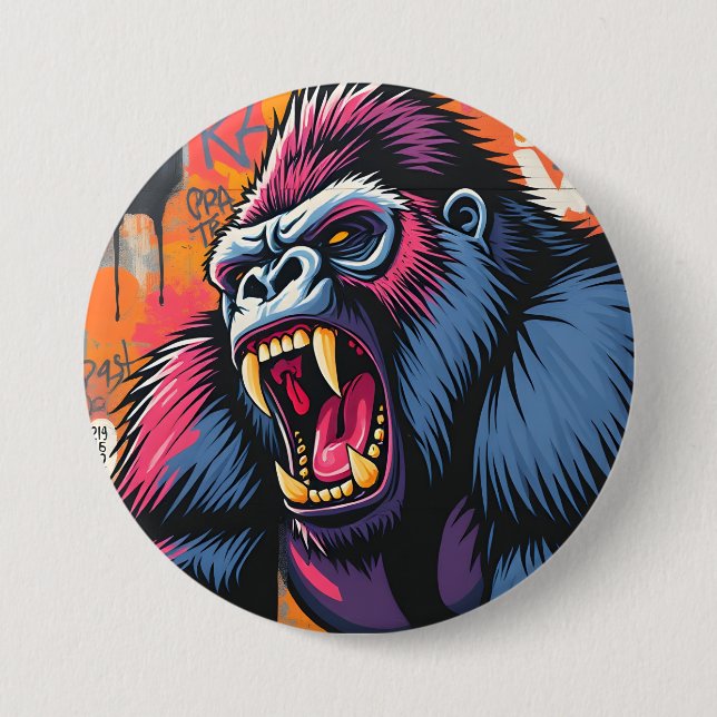 gorilla graffiti  7.5 cm round badge (Front)