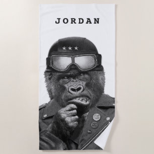 Gorilla Guy Add Your Name Beach Towel