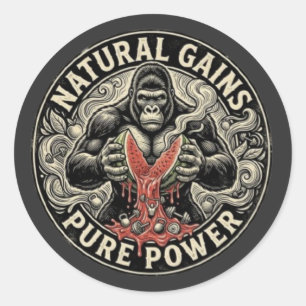 Gorilla Gym Natural Gains - Pure Power Classic Round Sticker