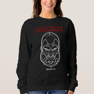 Gorilla Head Back Motif Bulking Red Gym Fitness Tr Sweatshirt