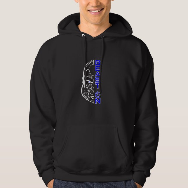 Gorilla Head Beast On Blue Gym Fitness Training Bo Hoodie (Front)