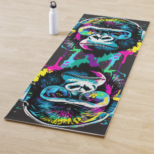 Gorilla Head - Colourful Gorilla Yoga Mat