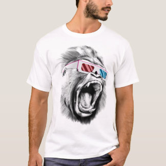 Gorilla Head wearing 3d glasses T-Shirt