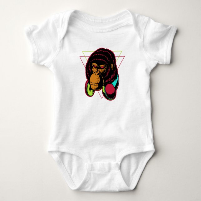 Gorilla headphone baby bodysuit (Front)