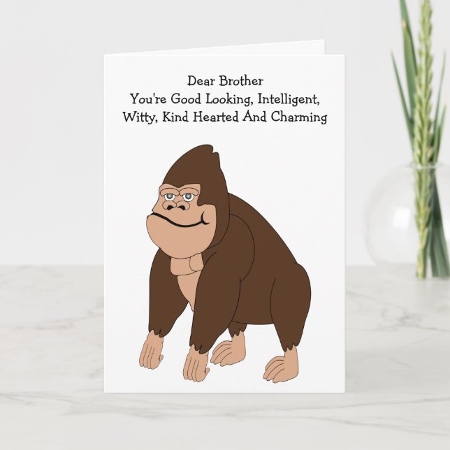 Gorilla Humourous Brother Birthday Card (Front)