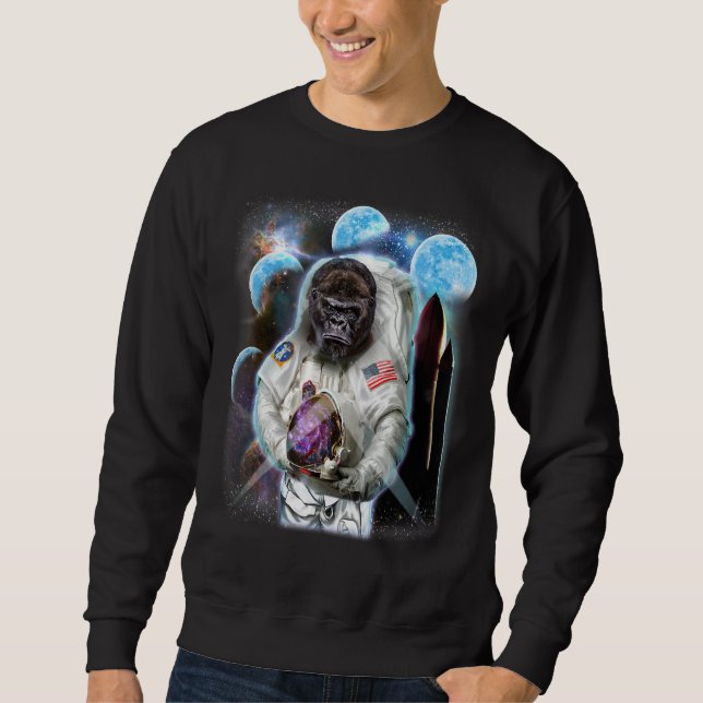 , Gorilla in Astronaut Suit, Space Shuttle Moon Sweatshirt (Front)