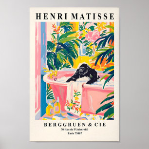 Gorilla In Bathtub Funny Poster, Matisse Art Print