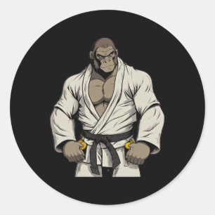 Gorilla In Keikogi - Japanese Karateka Classic Round Sticker