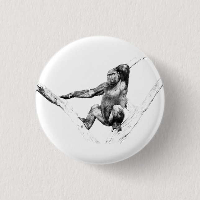 Gorilla in Shadows 3 Cm Round Badge (Front)