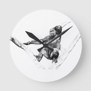 Gorilla in Shadows Round Clock