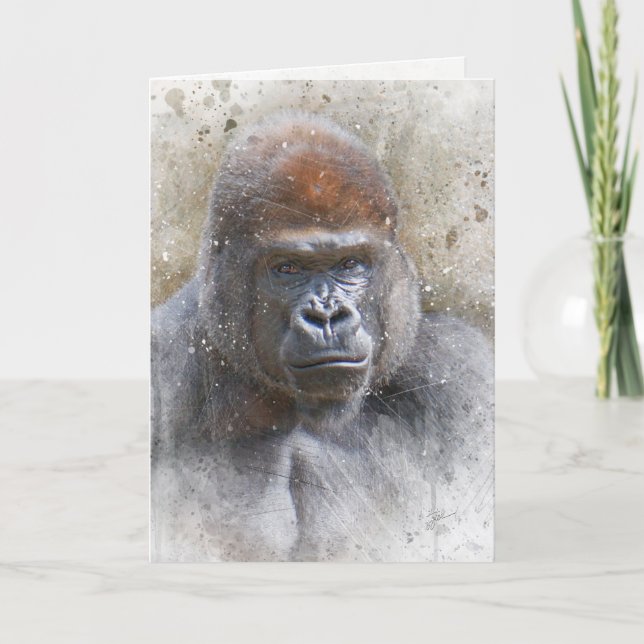 Gorilla Jungle Safari Artwork All Occasion Blank Holiday Card (Front)