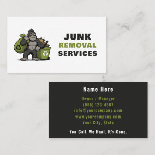 Gorilla Junk Removal Garbage Cartoon Business Card