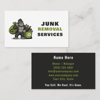 Gorilla Junk Removal Garbage Cartoon Business Card