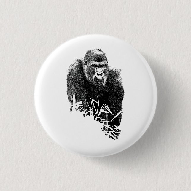 Gorilla Lope Digital Outline Art 3 Cm Round Badge (Front)