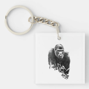 Gorilla Lope Digital Outline Art Key Ring