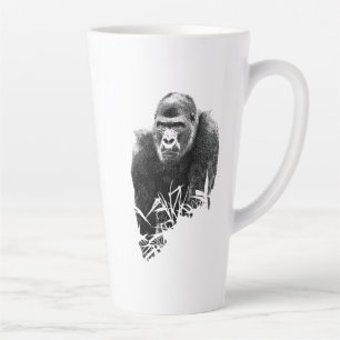 Gorilla Lope Digital Outline Art Latte Mug