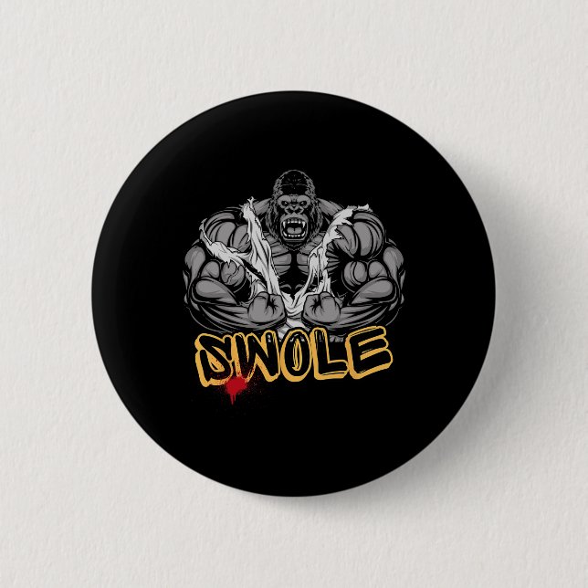 Gorilla Mode Strong Bodybuilding Workout Muscle Sw 6 Cm Round Badge (Front)
