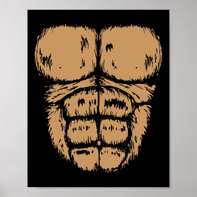 Gorilla Monkey Belly Chest Costume Diy Halloween  Poster (Front)