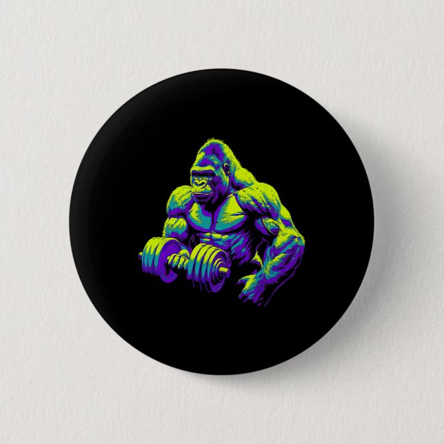 Gorilla Monkey Gym Wear Bodybuilding Workout Motiv 6 Cm Round Badge (Front)