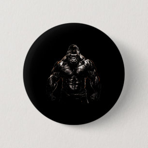 Gorilla Monkey Gym Wear Bodybuilding Workout Motiv 6 Cm Round Badge