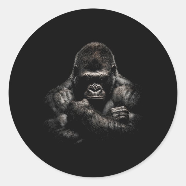 Gorilla Monkey Gym Wear Bodybuilding Workout Motiv Classic Round Sticker (Front)