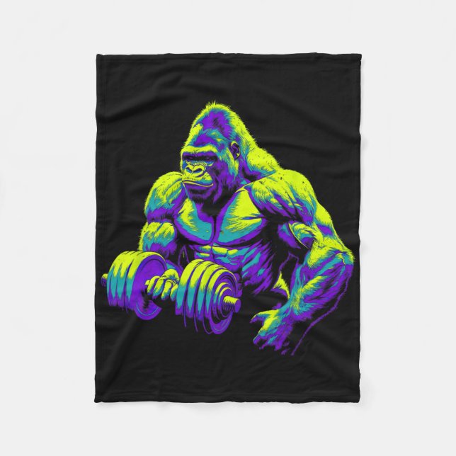 Gorilla Monkey Gym Wear Bodybuilding Workout Motiv Fleece Blanket (Front)