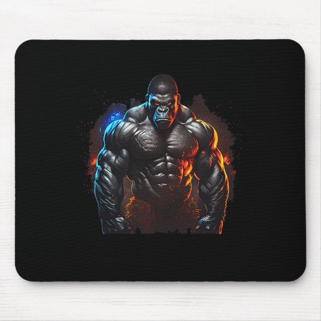 Gorilla Monkey Gym Wear Bodybuilding Workout Motiv Mouse Mat (Front)