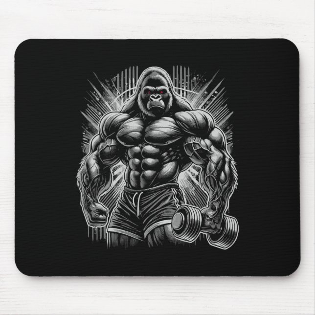Gorilla Monkey Gym Wear Bodybuilding Workout Motiv Mouse Mat (Front)