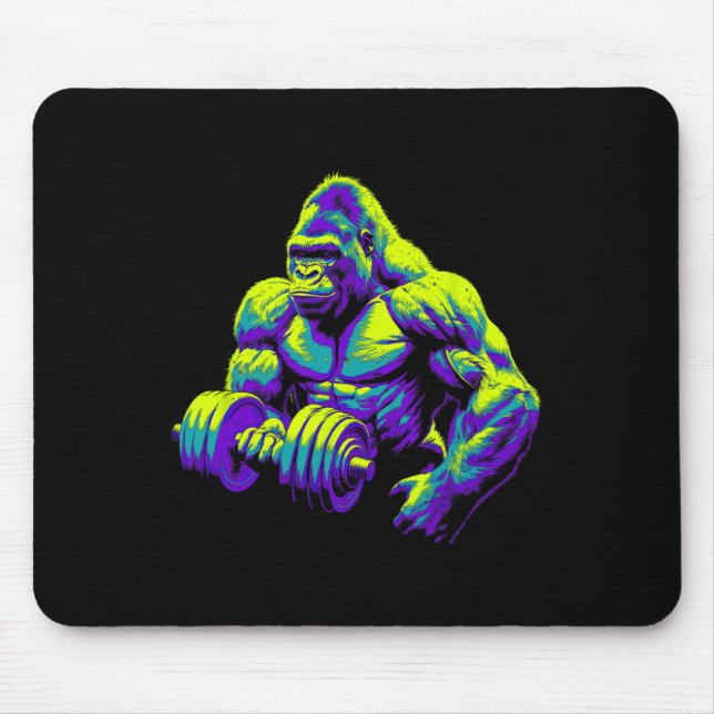 Gorilla Monkey Gym Wear Bodybuilding Workout Motiv Mouse Mat (Front)