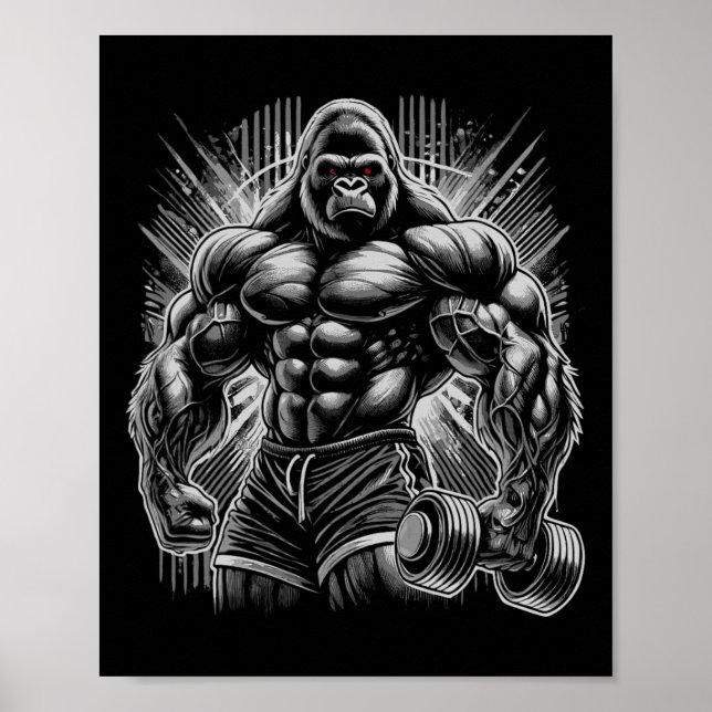 Gorilla Monkey Gym Wear Bodybuilding Workout Motiv Poster (Front)