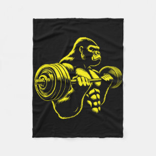 Gorilla Monkey Gym Weight Lifting Bodybuilding Wor Fleece Blanket