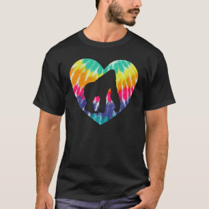 Gorilla Monkey Heart With Tie dye Print For Monkey T-Shirt