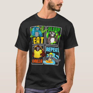 Gorilla Monkey Tag Vr Game Birthday Boys Eat Sleep T-Shirt