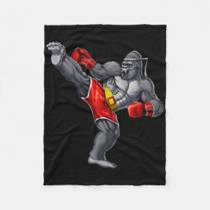 Gorilla Muay Thai Boxing Karate Kickboxing Martial Fleece Blanket