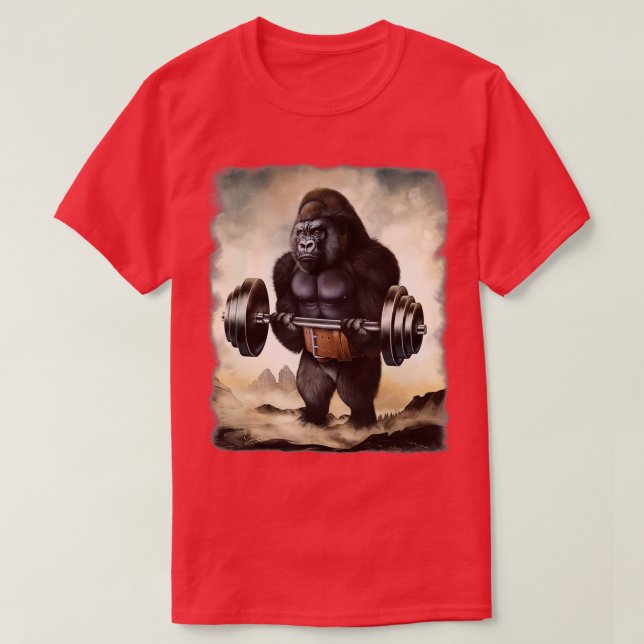 Gorilla Muscle Training Weightlifting  T-Shirt (Design Front)